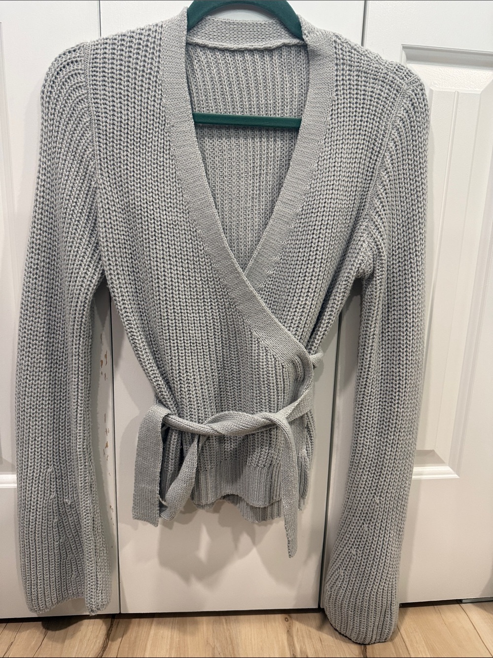 Shaker knit wrap sweater